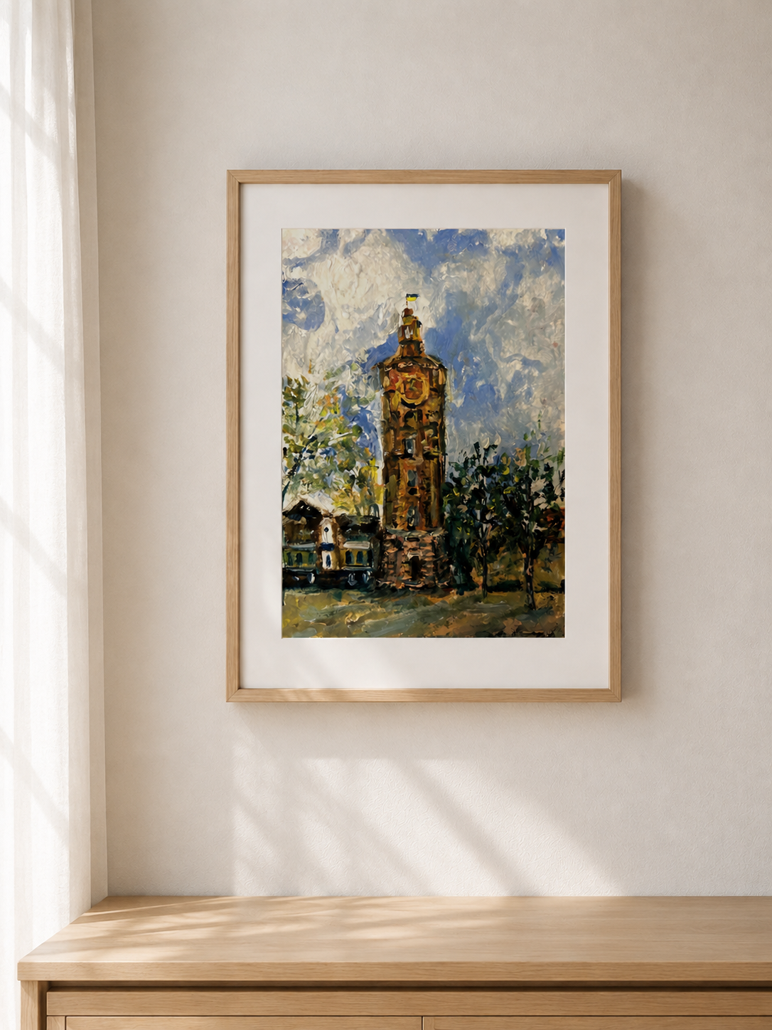 Vinnytsia Tower by Marina Stognieva displayed in a contemporary interior